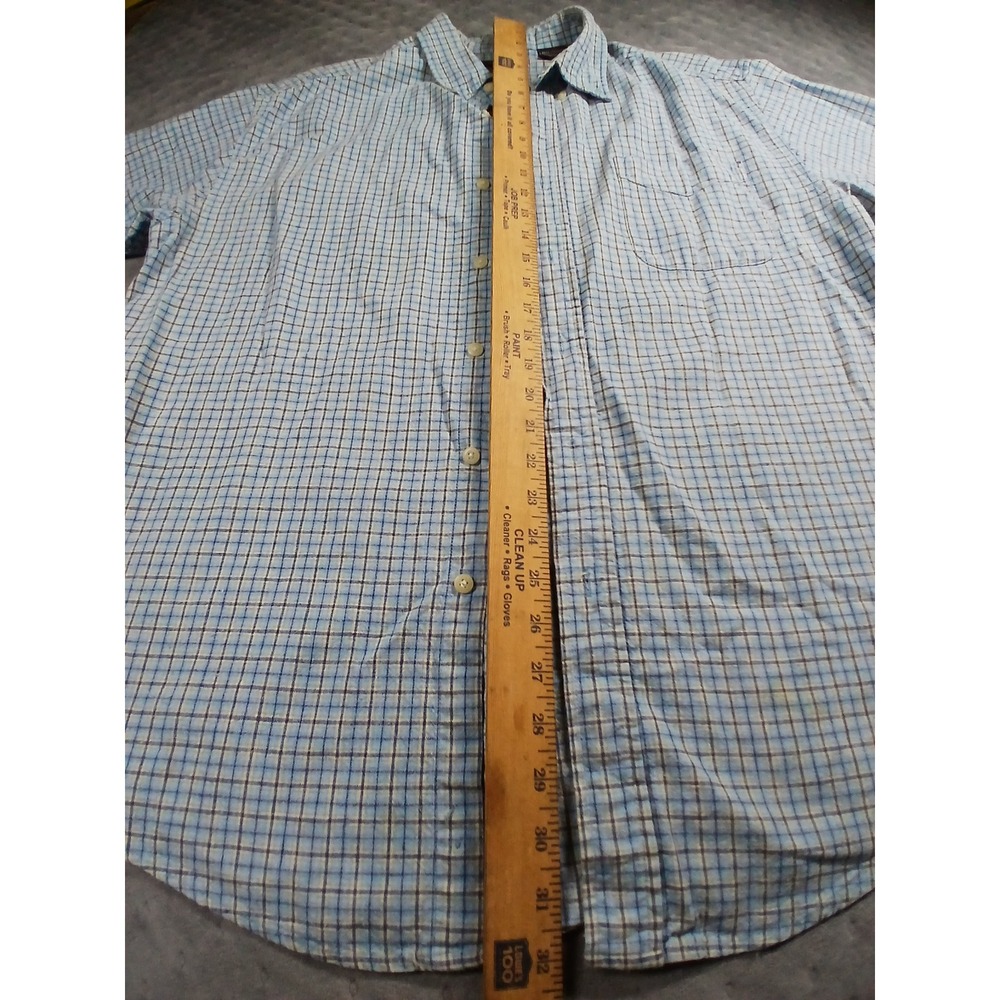 Route 66 Mens Blue Plaid Linen Blend Short Sleeve Button Down Shirt Large - Picture 3 of 6